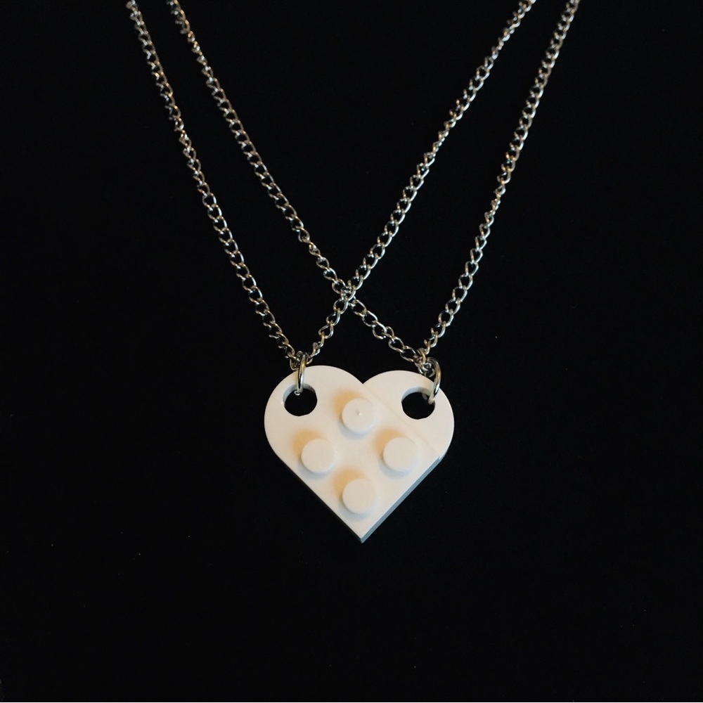 Cute Double Chain White Lego Piece Necklace